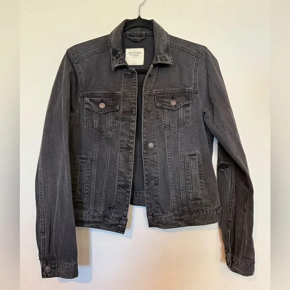 Abercrombie & Fitch Distressed Heavyweight Denim Jean Jacket Women's Size Small